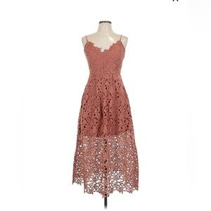 Astr Strapless Lace Dress in Rust